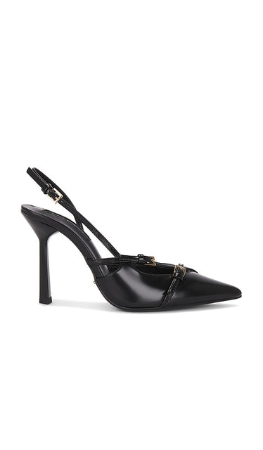 Tony Bianco Garda Sling Back in Black | Black Hi Shine Pump Heels for Women