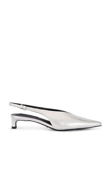 Tony Bianco Calli Heel in Metallic Silver | Silver Shimmer Closed Toe Mules for Women