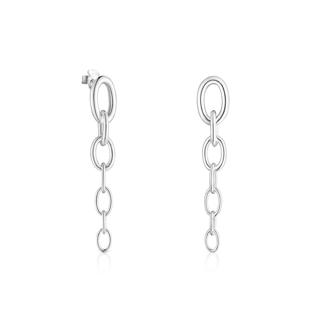 TOUS Calin Sterling Silver Long Rings Drop Earrings