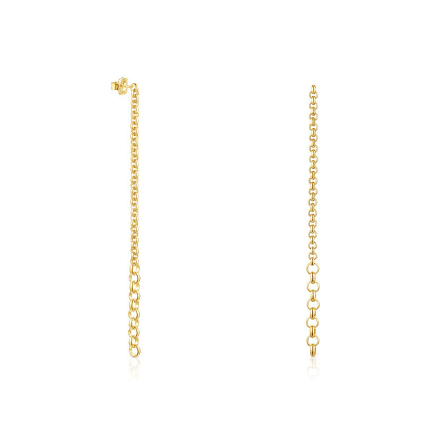 TOUS Calin Yellow Gold-Plated Extra-Long Rings Drop Earrings