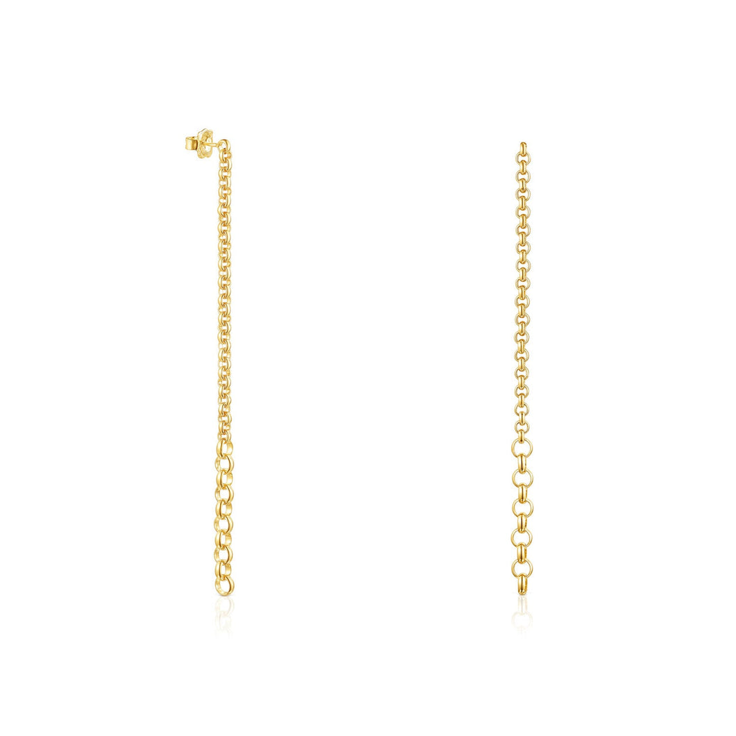 TOUS Calin Yellow Gold-Plated Extra-Long Rings Drop Earrings