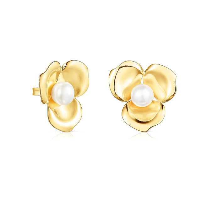 TOUS Fragile Nature Petals Gold-Plated Stud Earrings