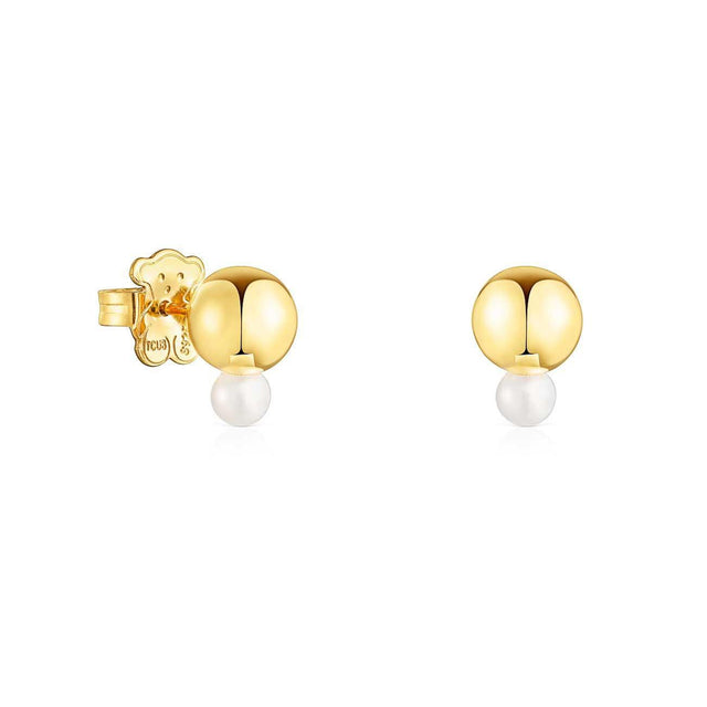 TOUS Gloss Gold-Plated Ball and Freshwater Cultured Pearl Stud Earrings