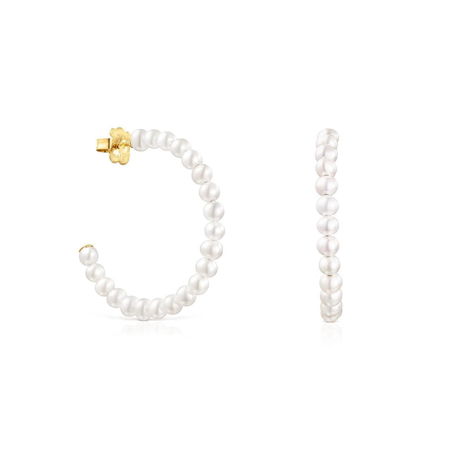 TOUS Gloss Pearl Hoop Earrings, 35mm