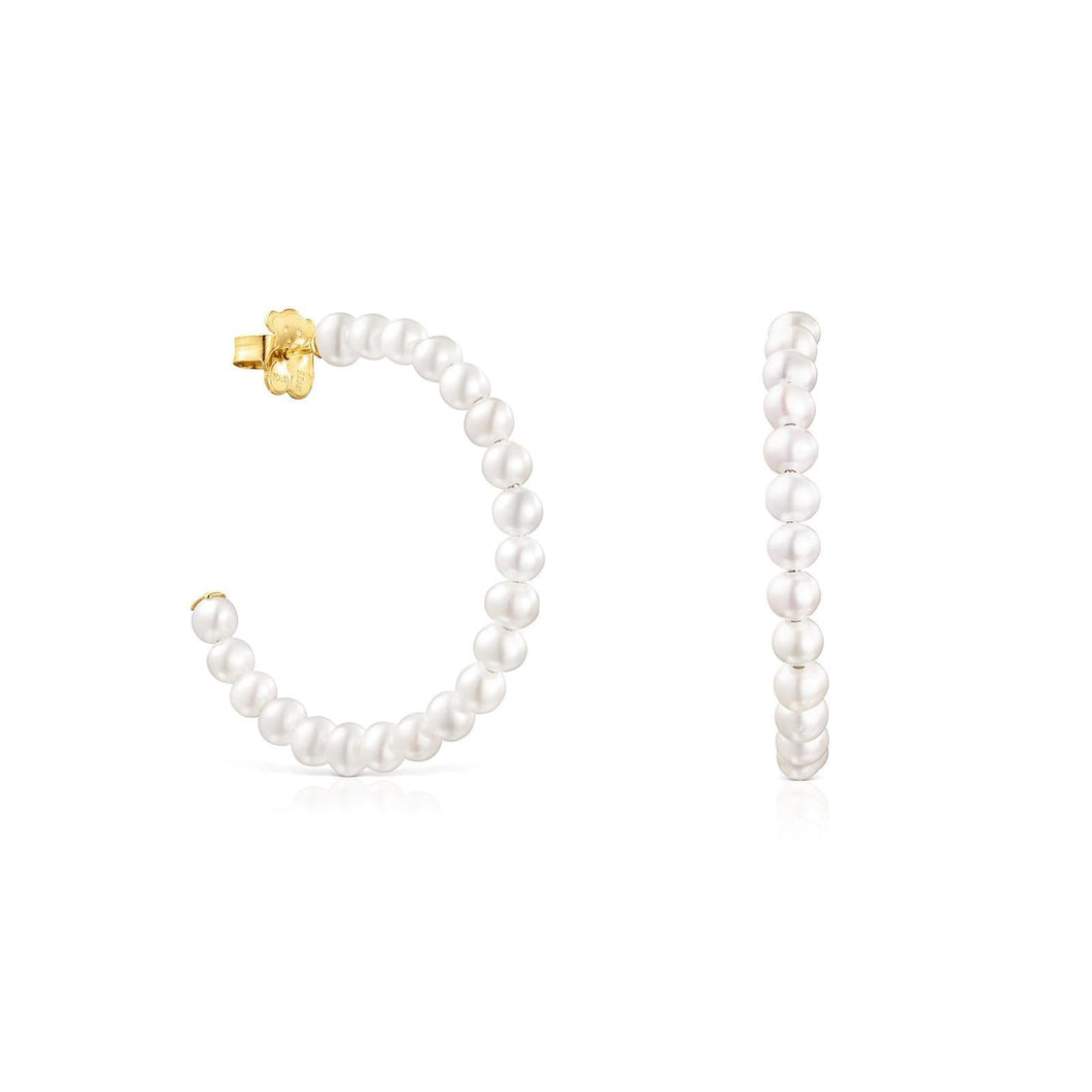 TOUS Gloss Pearl Hoop Earrings, 35mm