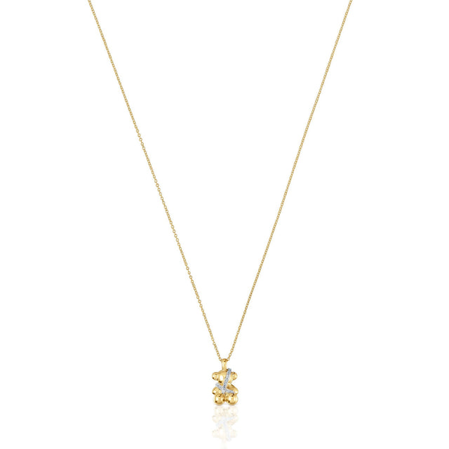 TOUS Lligat Diamond Yellow Gold Pendant Necklace