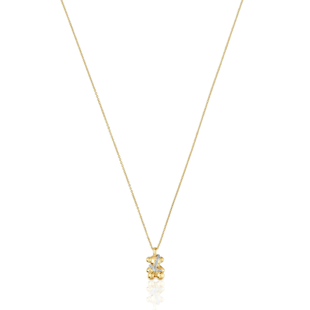 TOUS Lligat Diamond Yellow Gold Pendant Necklace