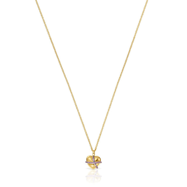 TOUS Lligat Rhodolite Gold Plated Heart Pendant Necklace