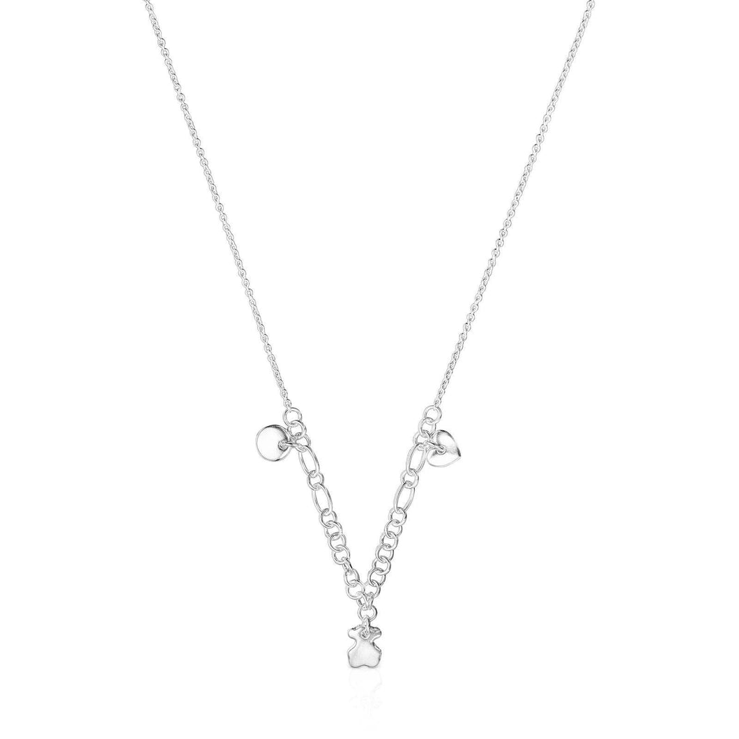 TOUS Luah Bear, Heart, and Moon Sterling Silver Necklace