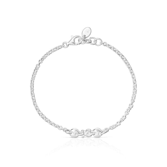 TOUS Luah Bear and Moon Sterling Silver Bracelet