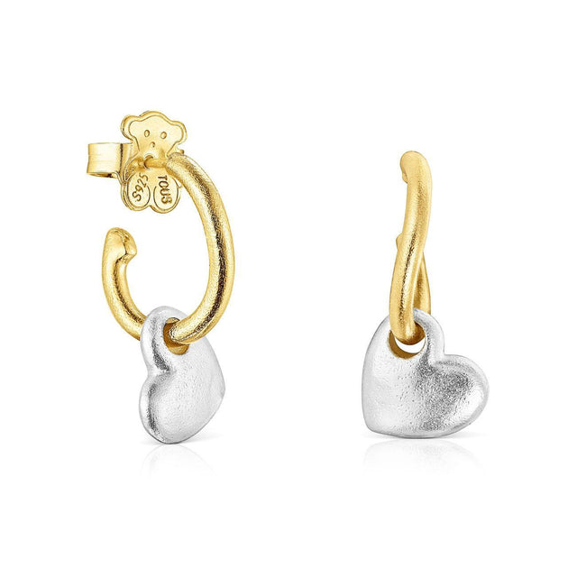 TOUS Luah Heart Two-Tone Earrings | 15.5mm