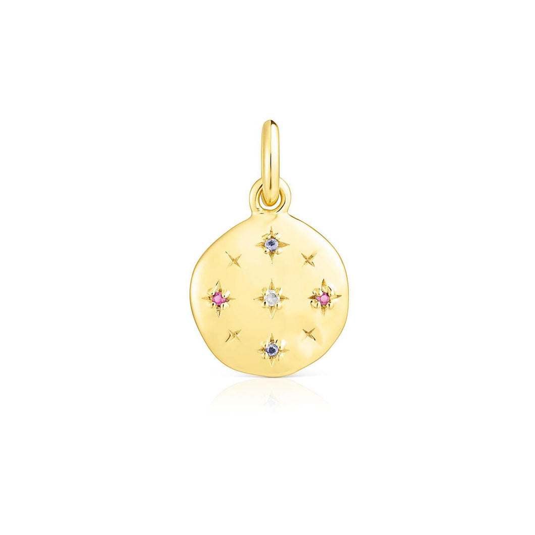 TOUS Magic Nature Mixed Gemstone Gold-Plated Disc Pendant | 12mm