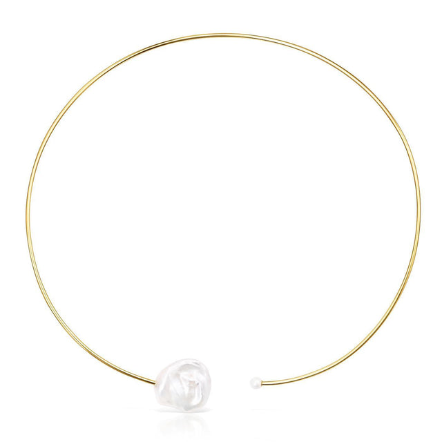 TOUS Nenufar Petal Pearl Rigid Choker Necklace