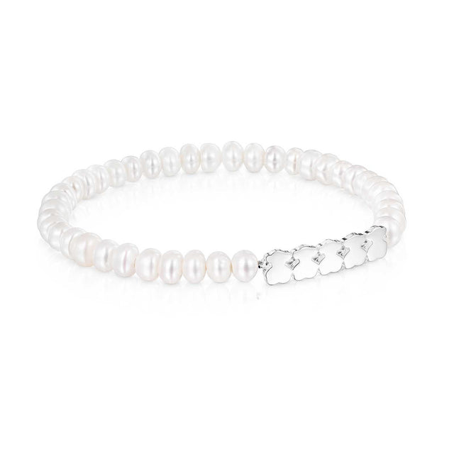 TOUS Straight Bears Sterling Silver Freshwater Cultured Pearl Strand Bracelet