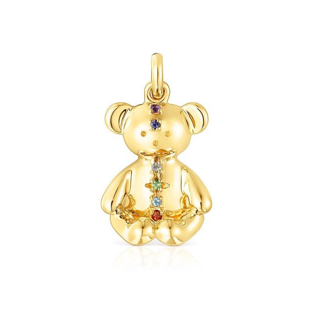 TOUS Teddy Bear Chakras Mixed Gemstone Gold-Plated Pendant | 17mm