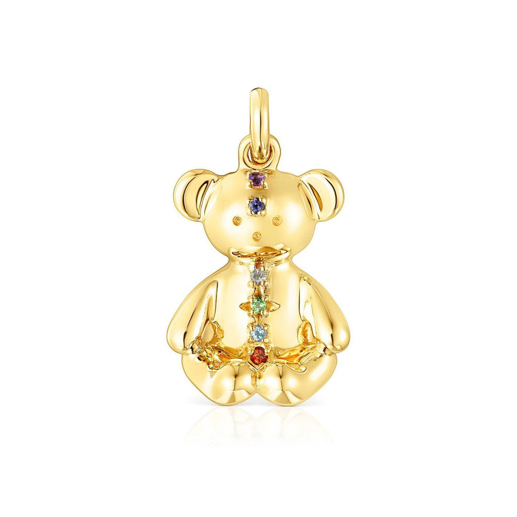 TOUS Teddy Bear Chakras Mixed Gemstone Gold-Plated Pendant | 17mm