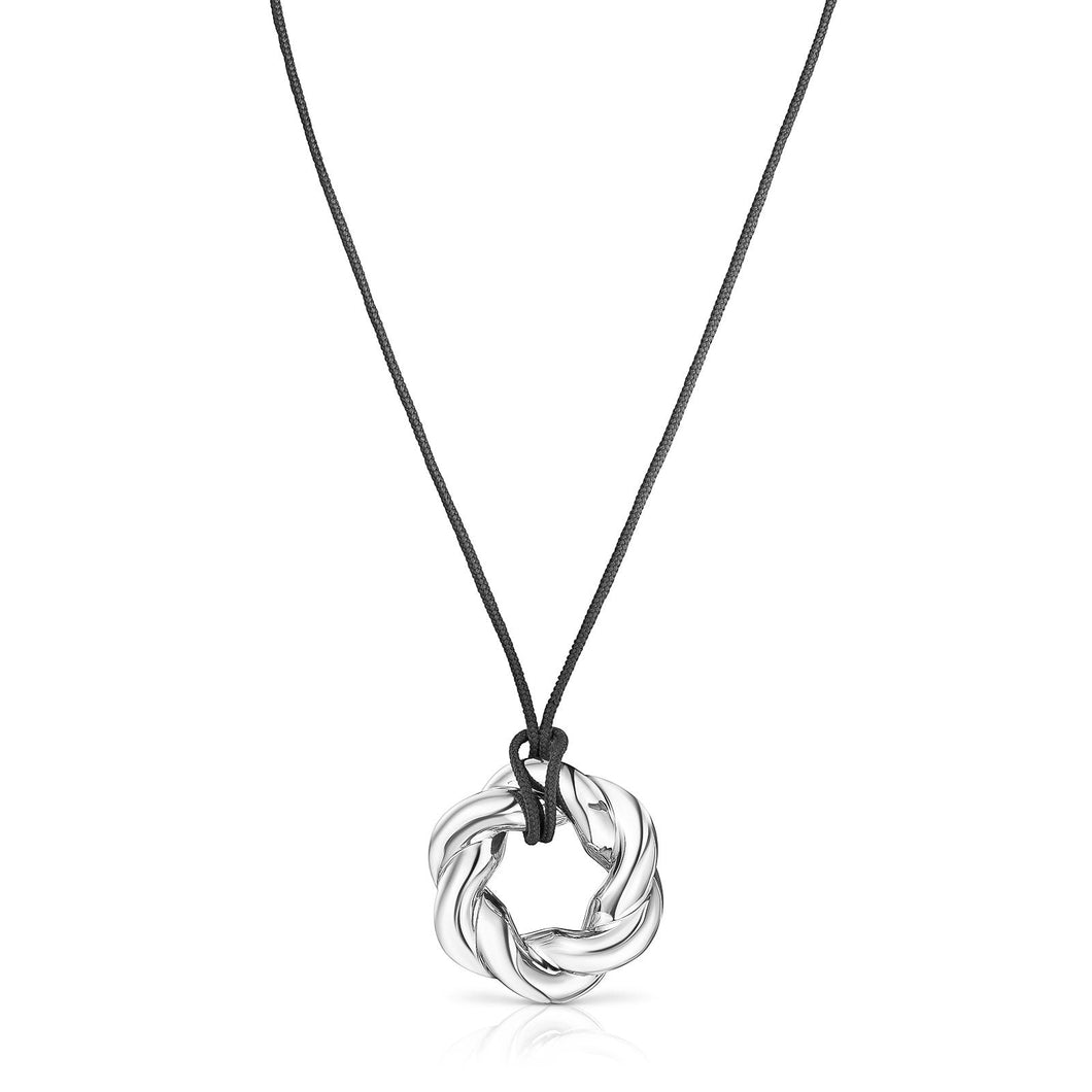 TOUS Twisted Sterling Silver X-Large Donut Pendant Necklace
