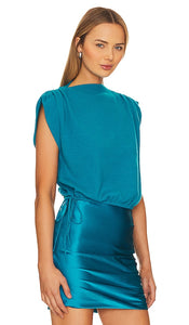 The Sei Gathered Shoulder Sweater in Teal