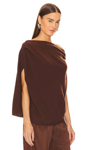 The Sei Asymmetric Drape Sweater in Chocolate