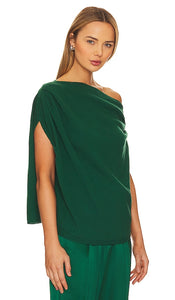 The Sei Asymmetric Drape Sweater in Dark Green