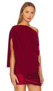 The Sei Asymmetric Drape Sweater in Burgundy