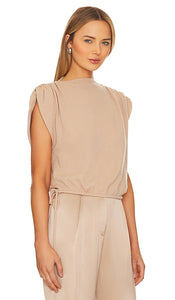 The Sei Gathered Shoulder Sweater in Beige