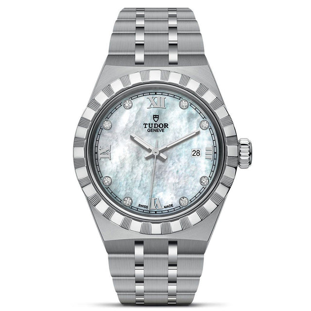 TUDOR Royal Diamond-Set Mother-of-Pearl Dial Stainless Steel Watch | 28mm | M28300-0005