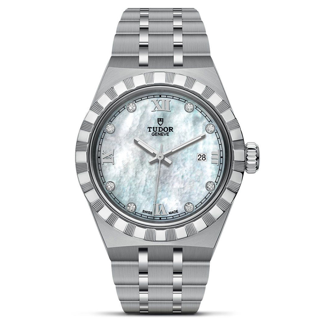TUDOR Royal Diamond-Set Mother-of-Pearl Dial Stainless Steel Watch | 28mm | M28300-0005