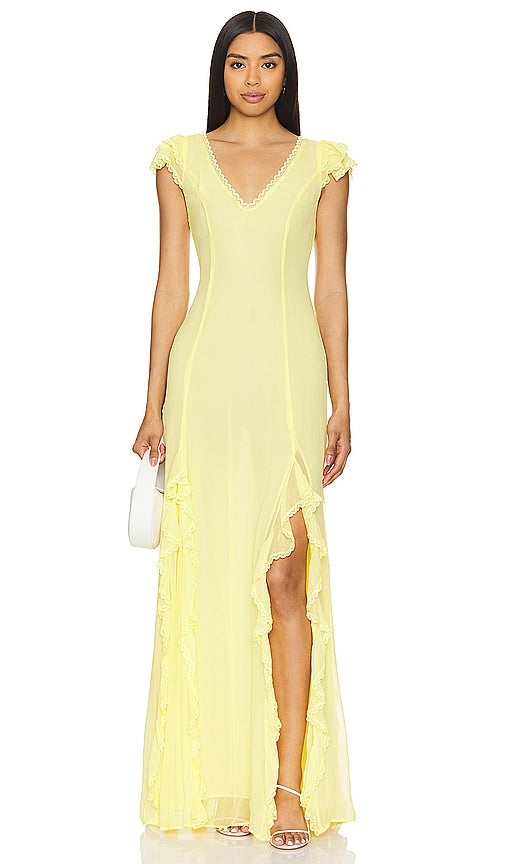 Tularosa Taylor Gown in Lemon