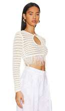 Tularosa Malana Keyhole Feather Knit Sweater in White