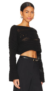 Tularosa Francis Open Stitch Cropped Pulllover in Black