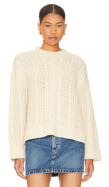 Tularosa Dorinda Cable Sweater in Cream - Pull torsadé Tularosa Dorinda en crème - Tularosa Dorinda 奶油色绞花毛衣 - Tularosa Dorinda Zopfpullover in Creme - Tularosa Dorinda 케이블 스웨터크림 색상 - Maglione a trecce Tularosa Dorinda in crema