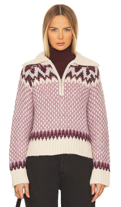 Tularosa Elandra Fairisle Sweater in Burgundy - Pull Tularosa Elandra Fairisle en Bourgogne - 酒红色 Tularosa Elandra Fairisle 毛衣 - Tularosa Elandra Fairisle-Pullover in Burgund - Tularosa Elandra Fairisle 스웨터 - Maglione Fairisle Tularosa Eliandra in Borgogna