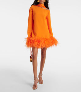 Taller Marmo Adige feather-trimmed crêpe minidress