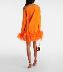 Taller Marmo Adige feather-trimmed crêpe minidress