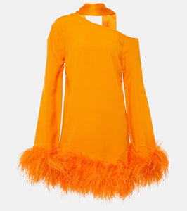 Taller Marmo Adige feather-trimmed crêpe minidress