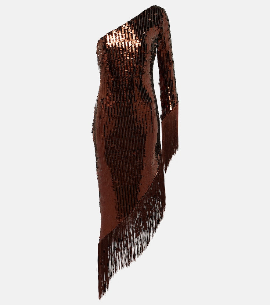 Taller Marmo Aventador Disco sequined fringed midi dress. Taller Marmo Aventador Disco 亮片流苏中长连衣裙