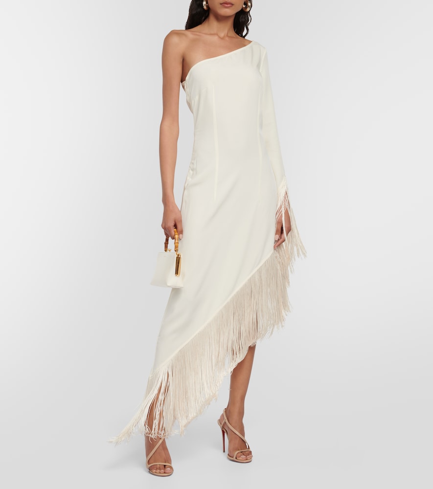 Taller Marmo Aventador fringed one-shoulder midi dress