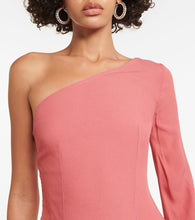 Taller Marmo Aventador fringed one-shoulder midi dress in Peony