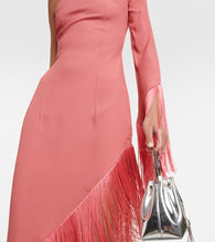 Taller Marmo Aventador fringed one-shoulder midi dress in Peony