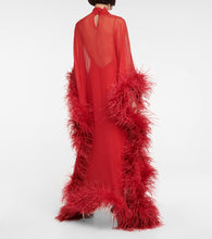 Taller Marmo Casta Diva Spirito feather-trimmed gown
