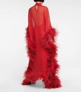 Taller Marmo Casta Diva Spirito feather-trimmed gown