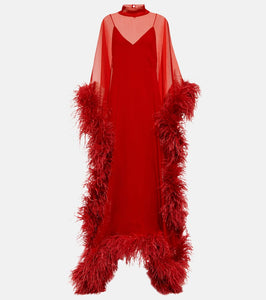 Taller Marmo Casta Diva Spirito feather-trimmed gown
