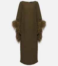 Taller Marmo Del Lago feather-trimmed midi dress