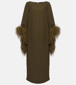 Taller Marmo Del Lago feather-trimmed midi dress