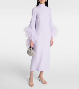Taller Marmo Del Rio feather-trimmed crêpe midi dress