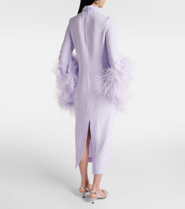 Taller Marmo Del Rio feather-trimmed crêpe midi dress