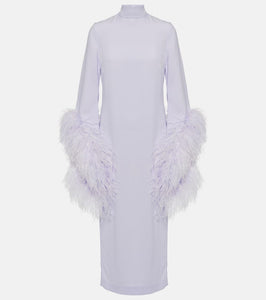 Taller Marmo Del Rio feather-trimmed crêpe midi dress
