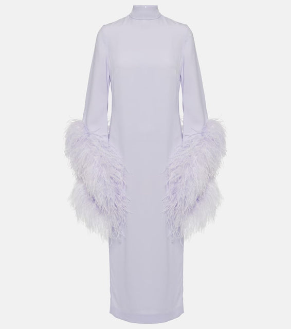 Taller Marmo Del Rio feather-trimmed crêpe midi dress