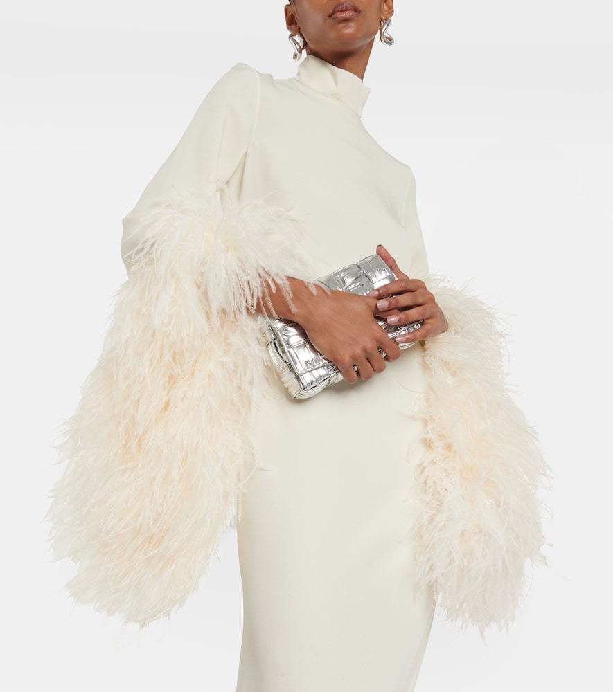 Taller Marmo Del Rio feather-trimmed midi dress